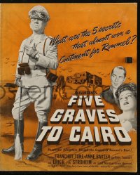 7j0936 FIVE GRAVES TO CAIRO pressbook 1943 Billy Wilder, Nazi Erich von Stroheim, Franchot Tone!