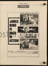 7j0940 GOLDFINGER pressbook 1964 wonderful images of Sean Connery as James Bond 007!