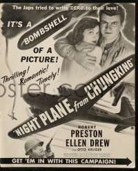 7j0946 NIGHT PLANE FROM CHUNGKING pressbook 1943 great images of Robert Preston & pretty Ellen Drew!
