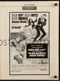 7j0947 ON HER MAJESTY'S SECRET SERVICE pressbook 1969 George Lazenby's only appearance as James Bond
