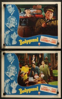 7k0929 BODYGUARD 2 LCs 1948 great images of Lawrence Tierney & Risdon, worried cabby, cool film noir!