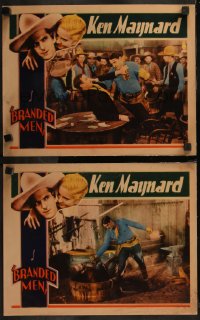 7k0932 BRANDED MEN 2 LCs 1931 great images of Ken Maynard, Charles King, cowboy western action!