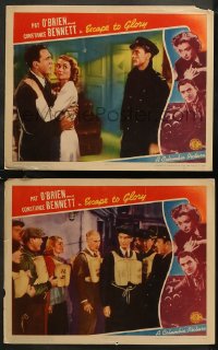 7k0975 ESCAPE TO GLORY 2 LCs 1940 Pat O'Brien & Constance Bennett live perilously & love dangerously!