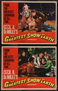 7k0998 GREATEST SHOW ON EARTH 2 LCs R1967 Cecil B. DeMille circus classic, Charlton Heston, top cast!