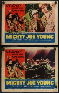 7k1054 MIGHTY JOE YOUNG 2 LCs R1953 first Ray Harryhausen, Armstrong, great border art of ape!