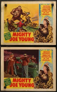 7k1053 MIGHTY JOE YOUNG 2 LCs 1949 first Ray Harryhausen, Gene Widhoff art of ape vs cowboys!