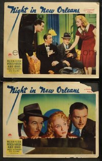 7k1065 NIGHT IN NEW ORLEANS 2 LCs 1942 great images of Preston Foster, Patricia Morison & Dekker!