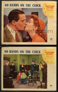 7k1066 NO HANDS ON THE CLOCK 2 LCs 1941 w/best close up of Chester Morris kissing pretty Jean Parker!