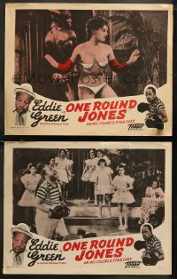 7k1078 ONE ROUND JONES 2 LCs R1946 Eddie Green in African American boxing comedy, Toddy Pictures!