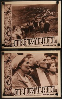 7k1082 OUR RUSSIAN FRONT 2 LCs 1942 co-directed by Lewis Milestone, narrated by Walter Huston!
