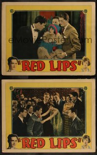 7k1096 RED LIPS 2 LCs 1928 great images of college track star Buddy Rogers & Marian Nixon, rare!