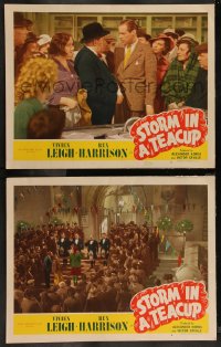 7k1132 STORM IN A TEACUP 2 LCs R1947 Rex Harrison, Vivien Leigh in fur & many cast members!