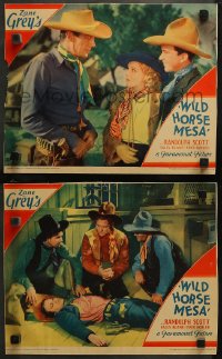 7k1178 WILD HORSE MESA 2 LCs 1932 western cowboy Randolph Scott, Sally Blane, Zane Grey, ultra rare!