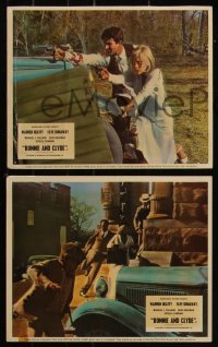 7k0030 BONNIE & CLYDE 7 color English FOH LCs 1967 duo Warren Beatty & Faye Dunaway, Arthur Penn!