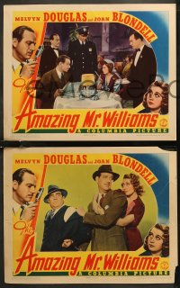 7k0720 AMAZING MR. WILLIAMS 4 LCs 1939 great images of wacky Melvyn Douglas, Joan Blondell!