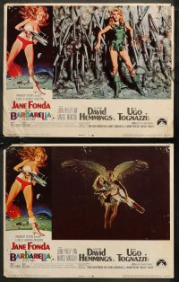7k0389 BARBARELLA 8 LCs 1968 sexy sci-fi images of Jane Fonda, Roger Vadim directed!