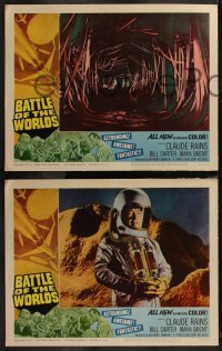 7k0392 BATTLE OF THE WORLDS 8 LCs 1963 cool sci-fi, flying saucers from a hostile enemy planet!