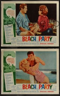 7k0393 BEACH PARTY 8 LCs 1963 images of Frankie Avalon & Annette Funicello, surfing & romance!