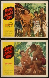 7k0398 BOMBA & THE JUNGLE GIRL 8 LCs 1953 cool images of Johnny Sheffield & Kimbbo the Chimp!