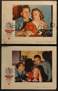 7k0422 DETECTIVE STORY 8 LCs 1951 Kirk Douglas, Bendix & Freed interrogate Strong, William Wyler!