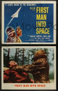 7k0438 FIRST MAN INTO SPACE 8 LCs 1959 great images of test pilot mutated into gruesome monster +more