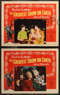 7k0455 GREATEST SHOW ON EARTH 8 LCs 1952 Cecil B. DeMille circus classic, Charlton Heston, Stewart!