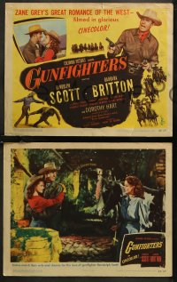 7k0458 GUNFIGHTERS 8 LCs 1947 Randolph Scott & Barbara Britton in Grey's great romance of the West!