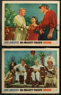 7k0463 HIS MAJESTY O'KEEFE 8 LCs 1954 great images of Burt Lancaster and Joan Rice w/natives in Fiji!