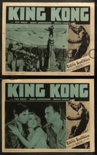 7k0748 KING KONG 4 LCs R1952 Fay Wray, Robert Armstrong, Bruce Cabot, fierce ape border art!