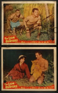 7k0490 LION HUNTERS 8 LCs 1951 Johnny Sheffield & Woody Strode in Africa w/ cool lion image!