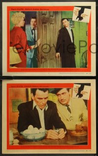 7k0844 MAN WITH THE GOLDEN ARM 3 LCs 1956 Arnold Stang, Eleanor Parker, Frank Sinatra, Saul Bass art!