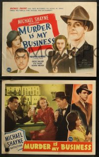 7k0513 MURDER IS MY BUSINESS 8 LCs 1946 Hugh Beaumont as detective Michael Shayne, Cheryl Walker!