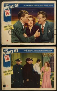7k0758 NIGHT OF JANUARY 16th 4 LCs 1941 Robert Preston & pretty Ellen Drew, from Ayn Rand play!