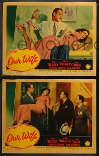 7k0857 OUR WIFE 3 LCs 1941 romantic Melvyn Douglas & sexy Ellen Drew, scandalously funny, spanking!