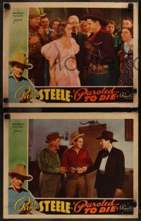 7k0860 PAROLED TO DIE 3 LCs 1938 western cowboy Bob Steele, Kathleen Eliot, Karl Hackett!