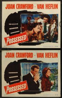7k0862 POSSESSED 3 LCs 1947 Joan Crawford, Van Heflin, Raymond Massey, film noir!