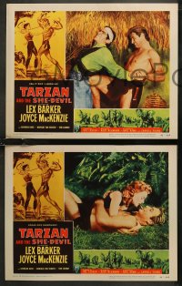 7k0559 TARZAN & THE SHE-DEVIL 8 LCs 1953 great images of barechested Lex Barker, sexy Joyce MacKenzie!