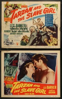 7k0560 TARZAN & THE SLAVE GIRL 8 LCs 1950 great images of Lex Barker w/animals & fighting!