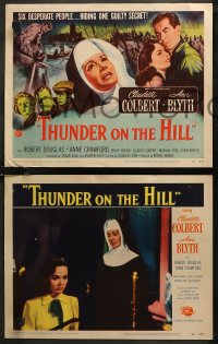 7k0572 THUNDER ON THE HILL 8 LCs 1951 Claudette Colbert, 6 desperate people hiding one guilty secret!