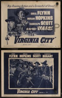 7k0579 VIRGINIA CITY 8 LCs R1951 Errol Flynn, Randolph Scott, Miriam Hopkins, cool western action!