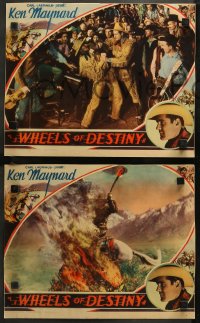 7k0894 WHEELS OF DESTINY 3 LCs 1934 great western images of tough cowboy Ken Maynard and Dix!