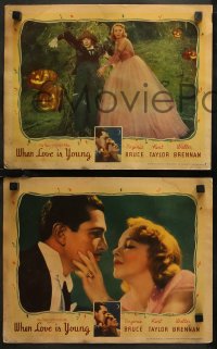 7k0661 WHEN LOVE IS YOUNG 6 LCs 1937 Virginia Bruce, Taylor, includes weird jack-o-lantern scene!