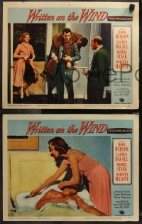 7k0786 WRITTEN ON THE WIND 4 LCs 1956 sexy Dorothy Malone, Lauren Bacall, Rock Hudson & Robert Stack
