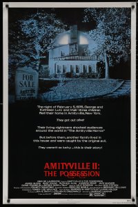 7m0774 AMITYVILLE II 1sh 1982 The Possession, cool image of haunted house!
