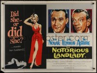7m0490 NOTORIOUS LANDLADY British quad 1962 Kim Novak w/ gun, dead body, Jack Lemmon & Fred Astaire!