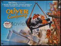 7m0491 OLIVER & COMPANY British quad 1988 great art of Walt Disney cats & dogs in New York City!