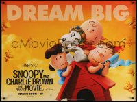 7m0492 PEANUTS MOVIE advance DS British quad 2015 image of Snoopy and cast on doghouse!