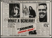 7m0497 SHINING advance British quad 1980 King & Kubrick horror, crazy Jack Nicholson & cast!