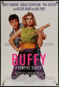 7m0207 BUFFY THE VAMPIRE SLAYER 26x38 video poster 1992 great image of Kristy Swanson & Luke Perry!