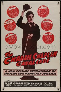 7m0834 CHARLIE CHAPLIN CAVALCADE 1sh R1940s The Fireman, Behind the Screen, cool art of Chaplin!
